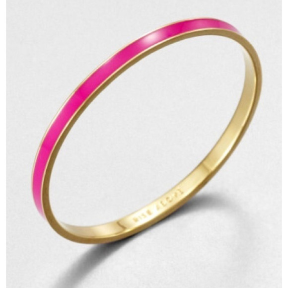Kate Spade Rise Above Bangle Bracelet Gold Tone Enamel Pink - Picture 1 of 5